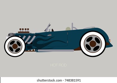 classic hot rod, side view of car, automobile, motor vehicle