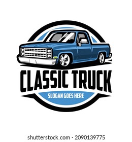 Classic hot rod truck restoration emblem ready made logo design concept