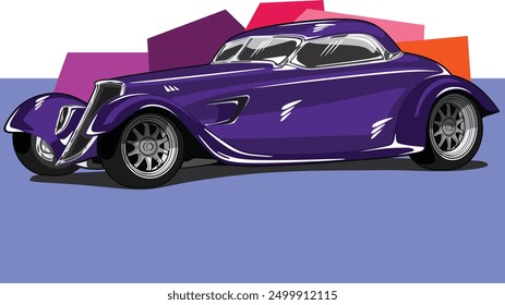 classic hotrod car in vectorize design