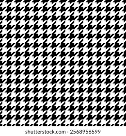 Classic houndstooth pattern in black and white.  A timeless design perfect for fashion, textiles, website backgrounds, and more.  High-resolution image ideal for printing or digital use.