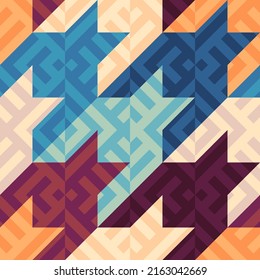 Classic Hounds-tooth pattern in a patchwork collage style.