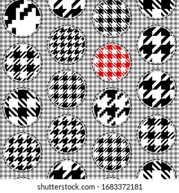 Classic Hounds-tooth pattern in patchwork style. Polka dot pttern. Vector seamless image.