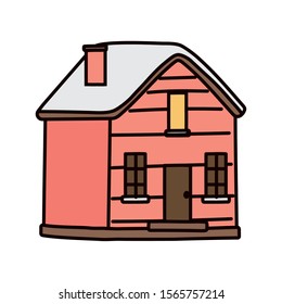 classic house facade chimney icon vector illustration