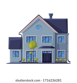 Classic House Facade, City Street Building, Residential House Real Estate Flat Vector Illustration