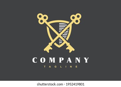 classic house key shield logo	