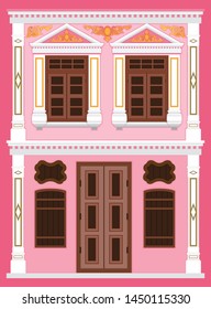 A classic house, Old town. Chinese home styles, vector illustration, Sino-Portuguese style