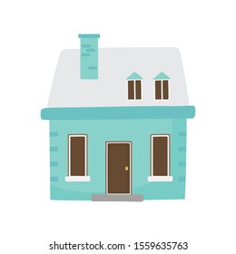 classic house winter snow facade icon vector illustration