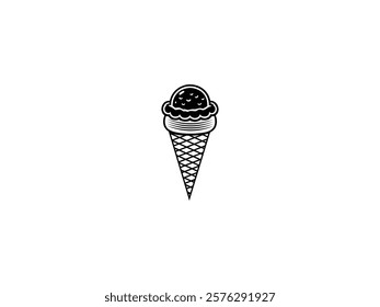 Classic Ice Cream Cone, Cold Sweet Dessert, Dairy Treat, Isolated Vector Icon