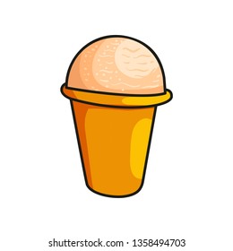 Classic ice cream in wafer cup isolated on white background