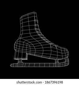 Klassische Eisfiguren-Sportausrüstung. Wireframe Low-Poly-Mesh, Vektorgrafik.