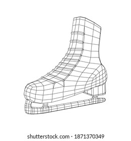 Klassische Eisfiguren-Sportausrüstung. Wireframe Low-Poly-Mesh, Vektorgrafik.