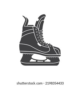 Classic Ice Hockey skates icon silhouette. Vector illustration isolated on white background. Ice Hockey skates winter sport equipment.