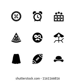 classic icon. 9 classic set with pizza, slot machine, umbrella and skirt vector icons for web and mobile app
