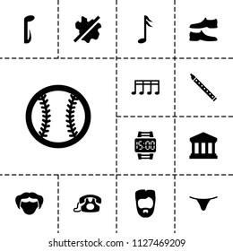 Classic icon. collection of 13 classic filled icons such as man hairstyle, no wash, man shoe, female underwear, music note. editable classic icons for web and mobile.