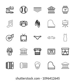 Classic icon. collection of 25 classic outline icons such as greek column, man hairstyle, man shoe, female underwear, dress, window. editable classic icons for web and mobile.