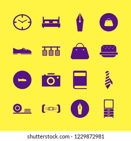 classic icon. classic vector icons set book, plates shelf, tie and dresser mirror