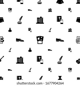 classic icons pattern seamless. Included editable filled castle, poker, bride dress, Inkwell, Man shoes, vow, Accounting, Guitar playing icons. classic icons for web and mobile.