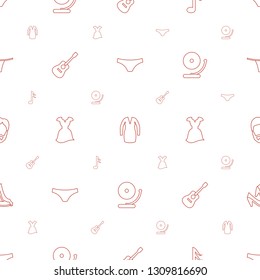 classic icons pattern seamless white background. Included editable line female underwear, dress, music note, guitar, gramophone, man hairstyle icons. classic icons for web and mobile.
