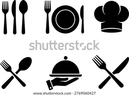 Classic icons representing dining and culinary tools and symbols