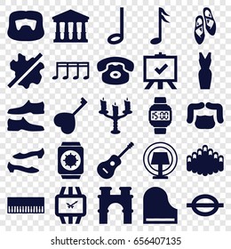 Classic icons set. set of 25 classic filled icons such as court, arch, man hairstyle, no wash, man shoe, shoe, dress, board, heart key, music note, piano, guitar, harmonica