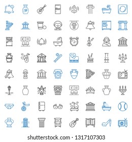 classic icons set. Collection of classic with tv, high heels, room divider, guitar, armchair, column, phone booth, vase, baseball, bathtub. Editable and scalable classic icons.