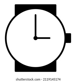 Classic illustration with wrist watch. Simple minimal pictogram. Face symbol. Vector illustration. stock image.