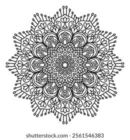 Classic Indian Mandala for Coloring Book Page, Henna, Tattoo. Traditional Mehendi Design