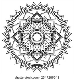 Mandala indio clásico. Mandala aislado del contorno del Vector para el libro para colorear, Henna, tatuaje