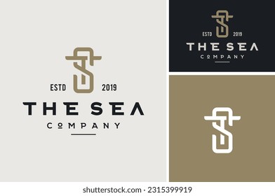 Letra clásica inicial Monograma TS ST Vintage Retro Premium logotipo