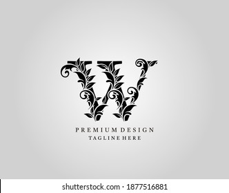 Classic Initial W Letter logo design, elegant floral ornate monogram design vector.