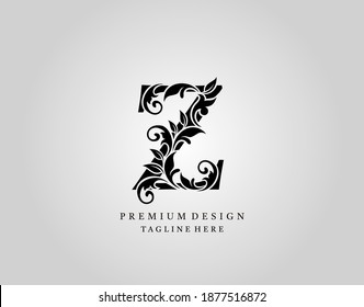 Classic Initial Z Letter Logo Design, eleganter floraler Ornat Monogramm Design Vektor.