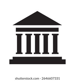 Icono clásico de edificio institucional con columnas que representan un palacio de justicia bancario o una universidad para finanzas gubernamentales o Vector educativo