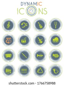 classic instruments web icons on white background with dynamic lines for animation for user interface design
