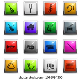 classic instruments web icons in square colored buttons
