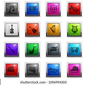 classic instruments web icons in square colored buttons