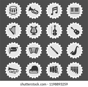 classic instruments web icons stylized postage stamp for user interface design