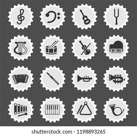 classic instruments web icons stylized postage stamp for user interface design