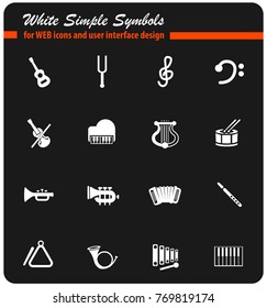 classic instruments white web icons for user interface design