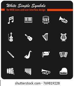 classic instruments white web icons for user interface design
