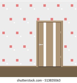 Classic interior with door. Realistic vector illustration of the interior