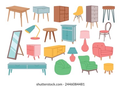 Classic Interior Furniture Vector Illustration