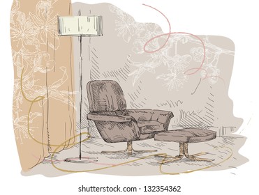 Classic interior hand drawing