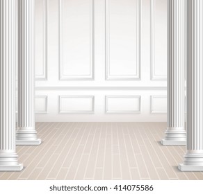 Diseño interior clásico de la habitación con diseño de Ilustración vectorial de columnas