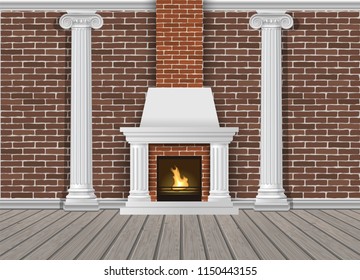 Classic interior wall with fireplace