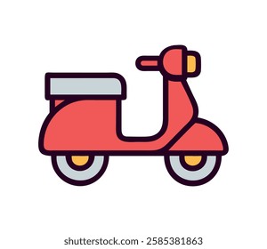 Classic Italian red scooter transport illustration