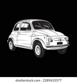 Classic Italian supermini car illustration vector line art