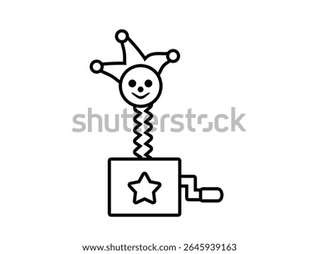 Classic Jack in the box outline icon isolated on white background.