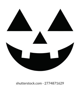 A classic jack o lantern face silhouette featuring triangular eyes and a toothy grin. Perfect for Halloween decorations, DIY pumpkin carving stencils, and spooky crafts.