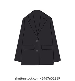 Klassische Jacke für Damen und Herren. Unisex-Blazer. Rückansicht und Vorderansicht. Basis Kleidung im Business-Stil. Mantel. Business-Kleidung. Eine Uniform. Vektorillustration flacher Stil.