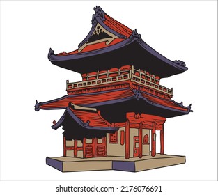 Classic Japan temple vectors with white background